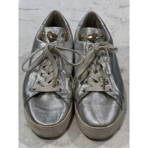 Michael Kors Women’s Metallic Leather Comfort Lace Up Sneakers Size 11M‎ Silver